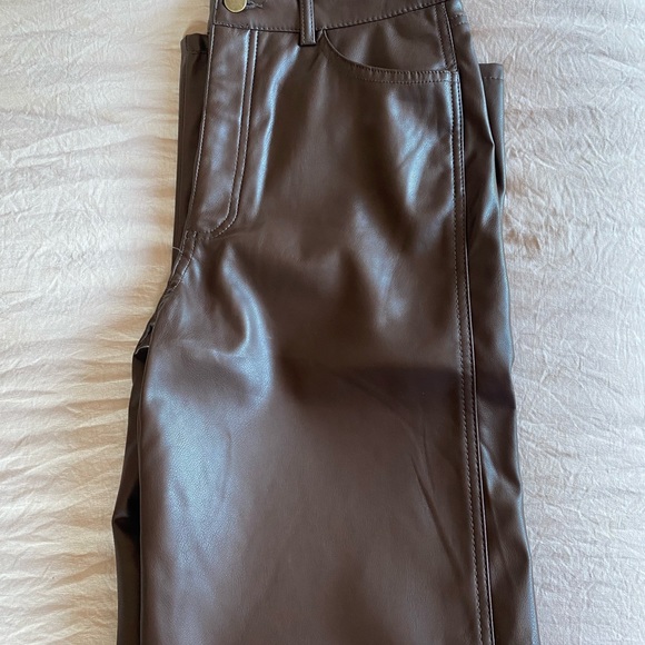 Garage Brown Leather Pants - Picture 4 of 5